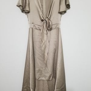 Shinny sage midi dress